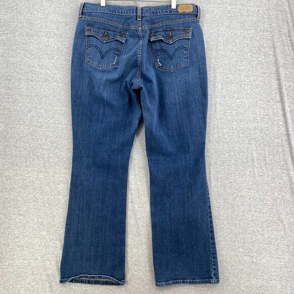 Levi 515 Jeans Womens 16 Medium Blue Denim Boot Cut Distressed 5 Pocket Stretch - Picture 4 of 16